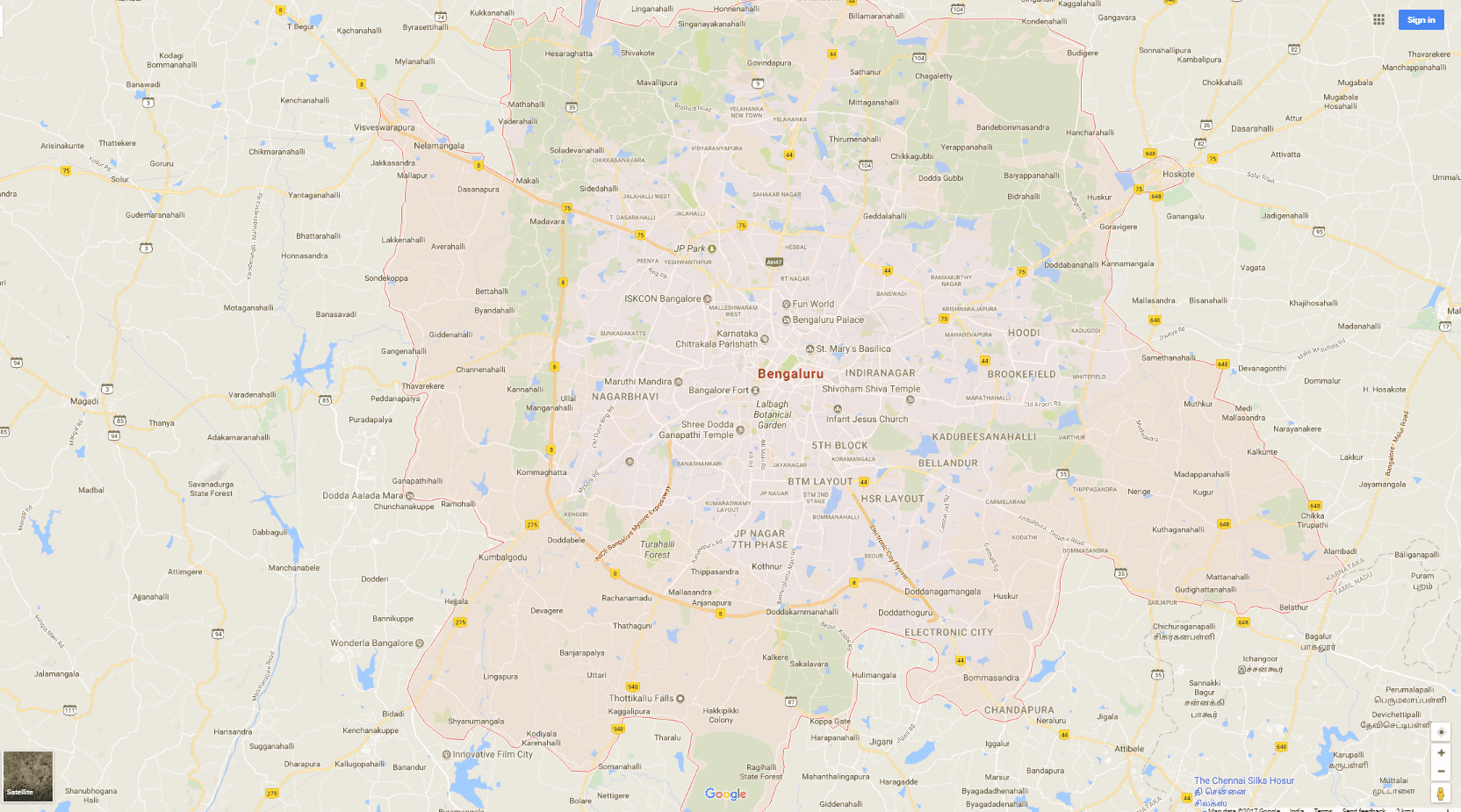 Google Maps Bangalore